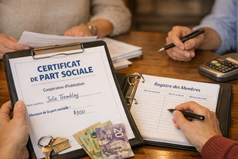 Part sociale et registre de coopérative